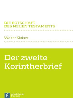 cover image of Der zweite Korintherbrief